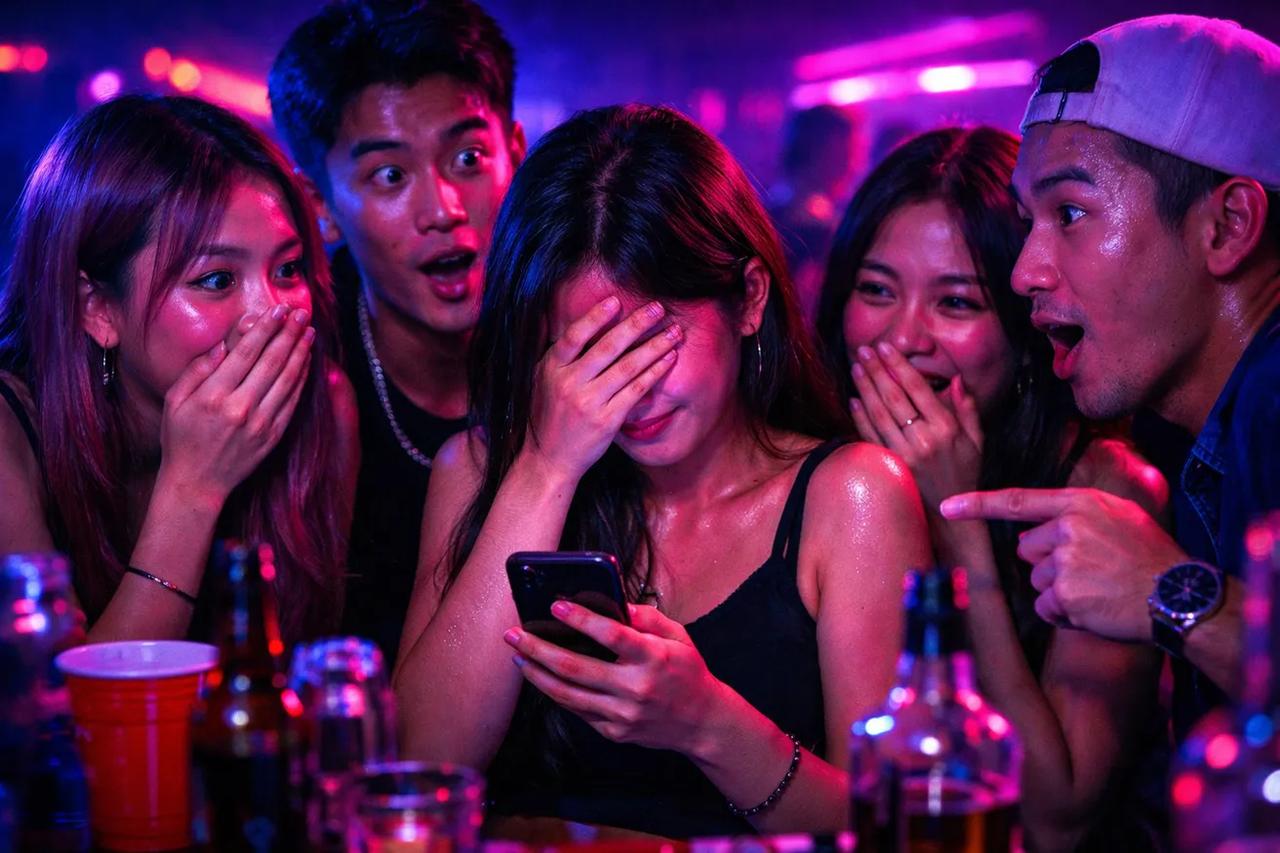 กลุ่มเพื่อนกำลังเล่นเกมจริงหรือกล้าที่อึดอัด