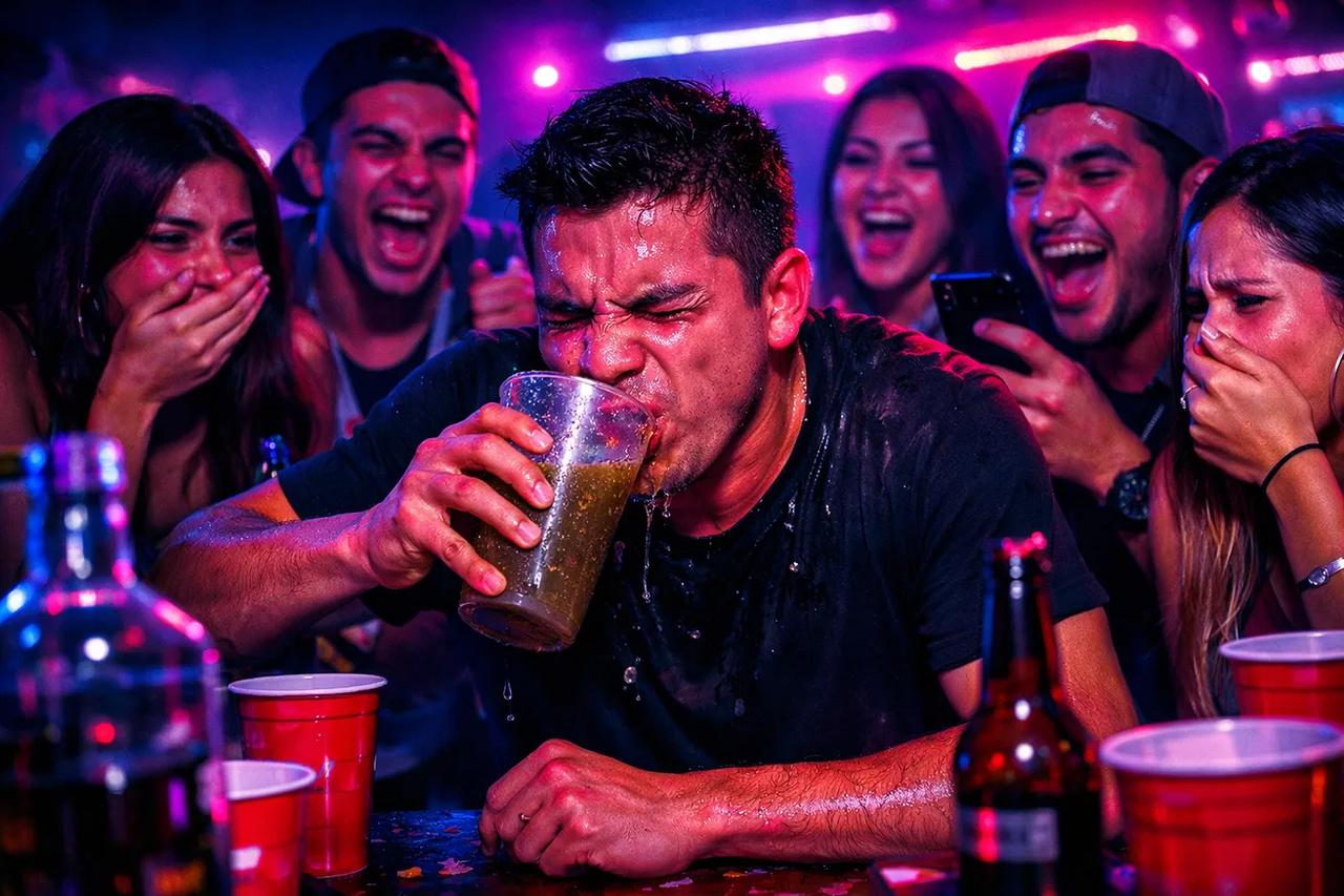 Amigos jugando al juego extremo de Verdad o Reto