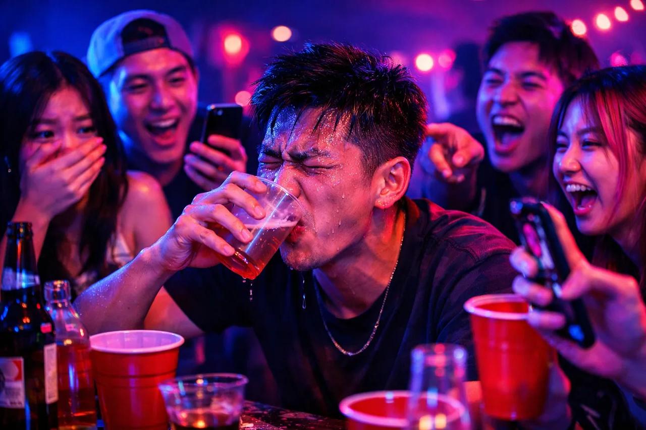 朋友们在玩极限版真心话大冒险游戏