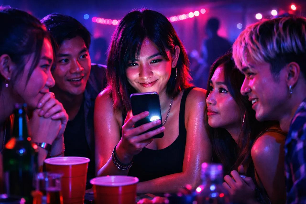 เพื่อนๆ กำลังเล่นเกม 'ฉันไม่เคย' พร้อมกับเครื่องดื่ม