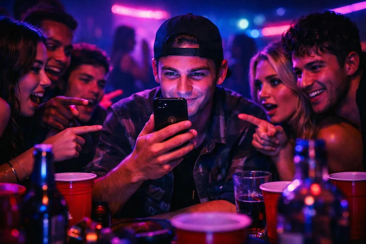 Freunde spielen 'Wer würde eher' mit Alkohol