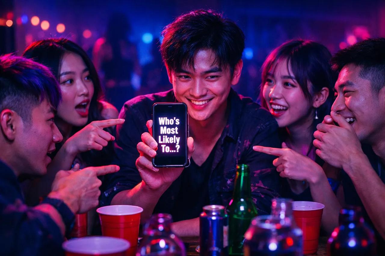 朋友們邊喝酒邊玩「誰最有可能」遊戲