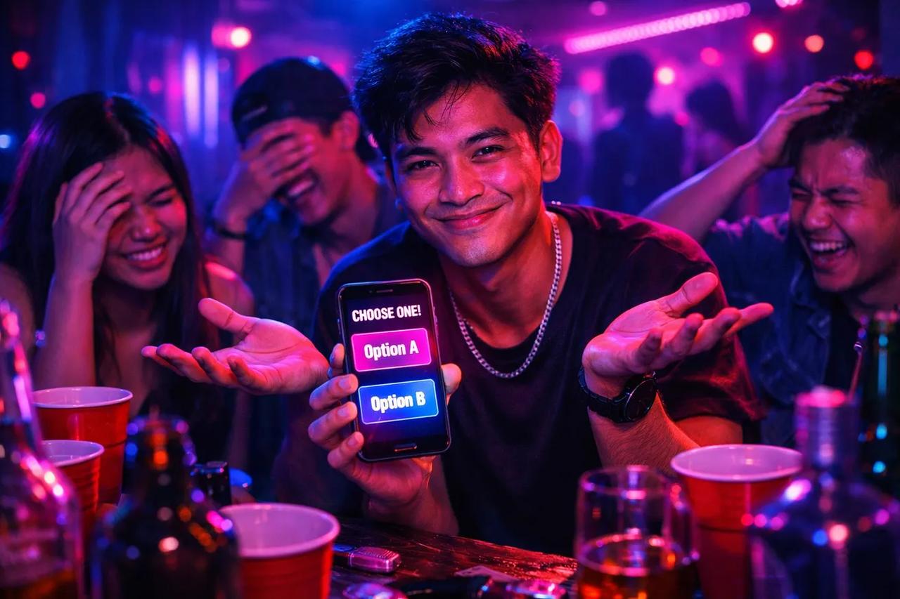 Magkakaibigan na naglalaro ng Would You Rather