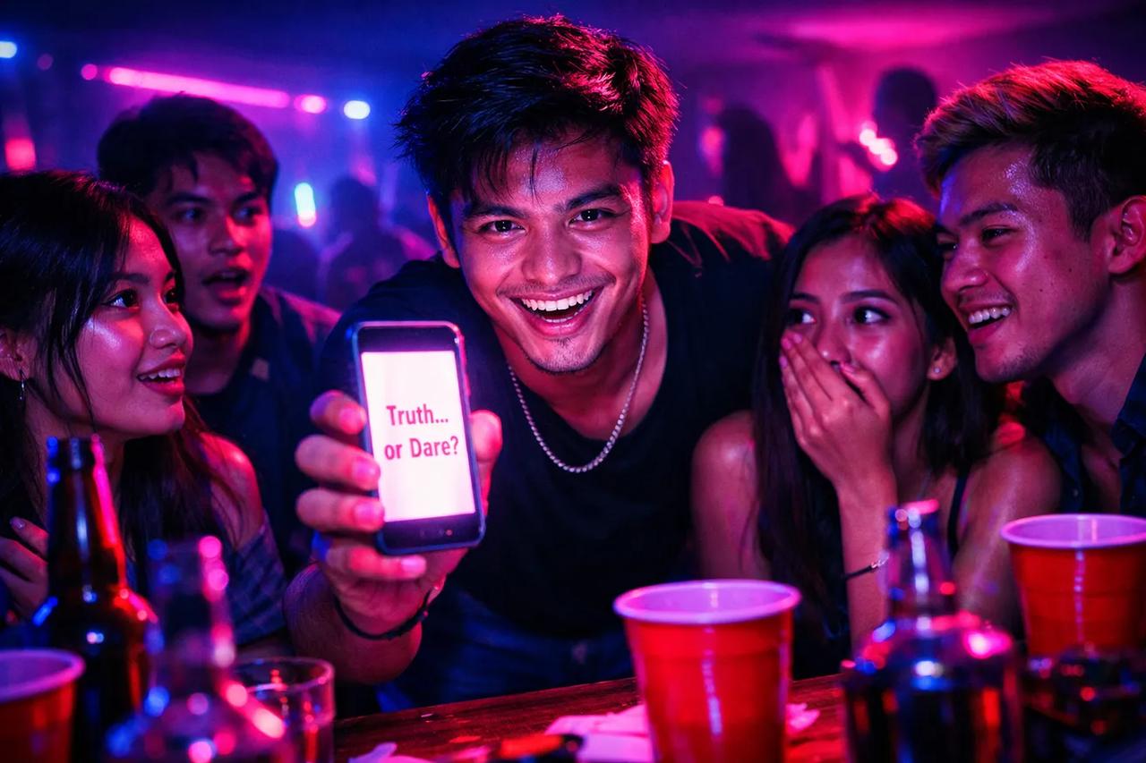 Magkakaibigan na naglalaro ng Truth or Dare