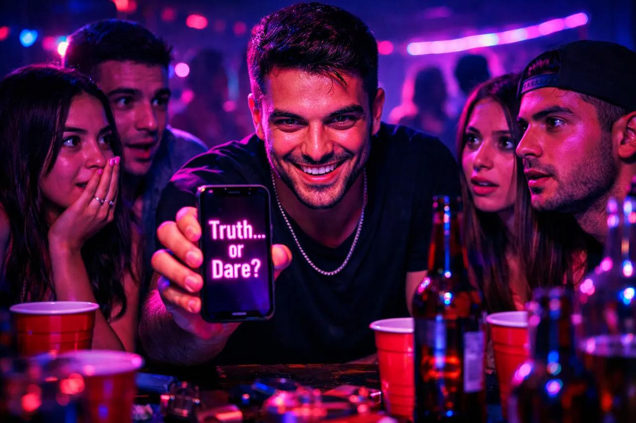 Doğruluk mu Cesaret mi oynayan arkadaşlar