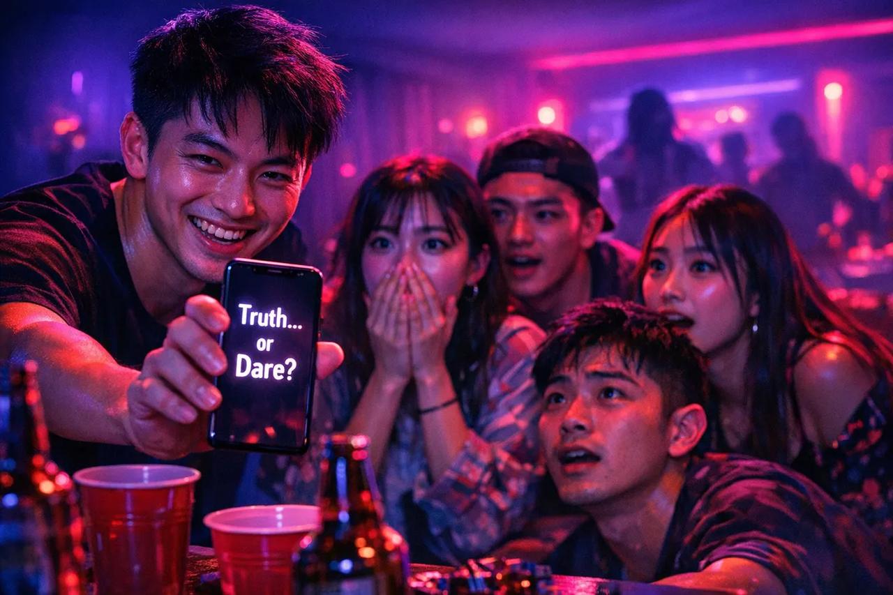 朋友們在玩真心話大冒險遊戲