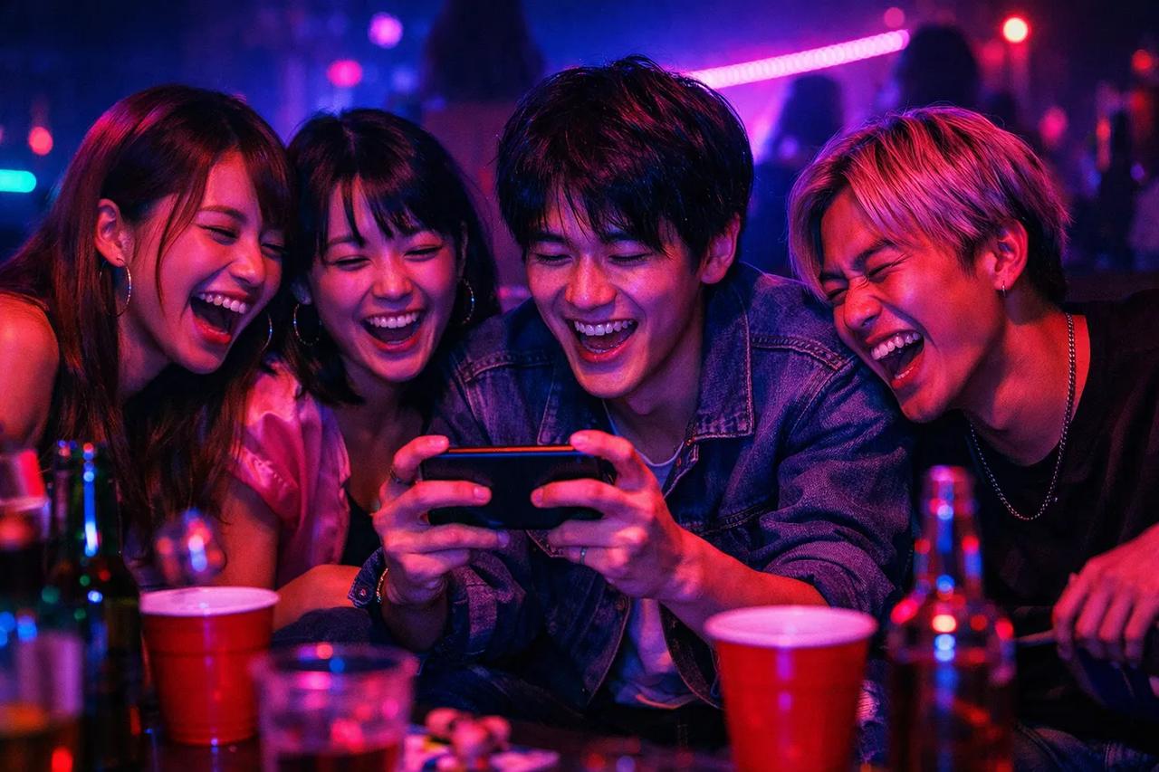 「10点満点ゲーム」で遊んでいる友達グループ