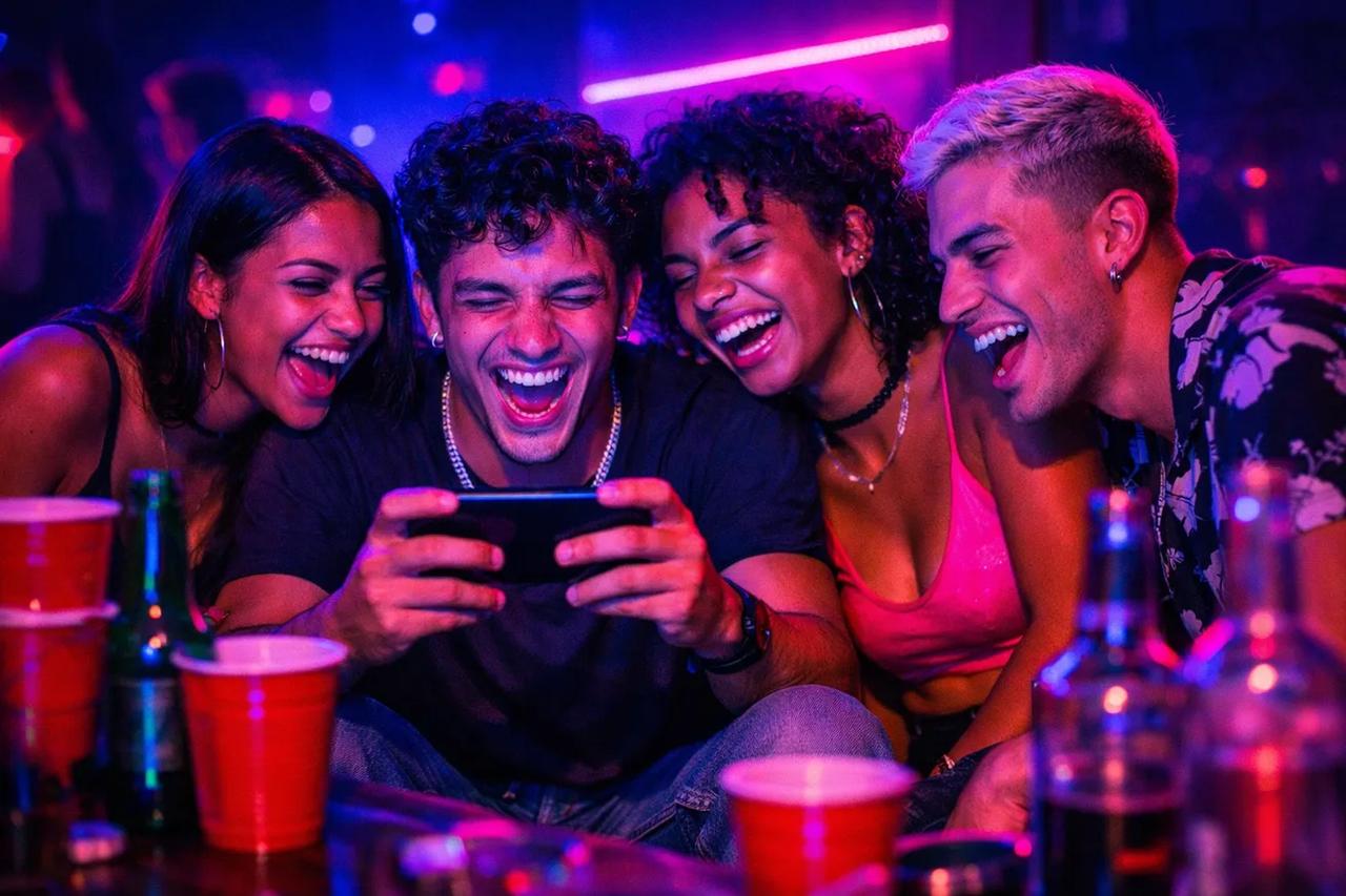 Amigos jogando o jogo Ele é um 10 mas