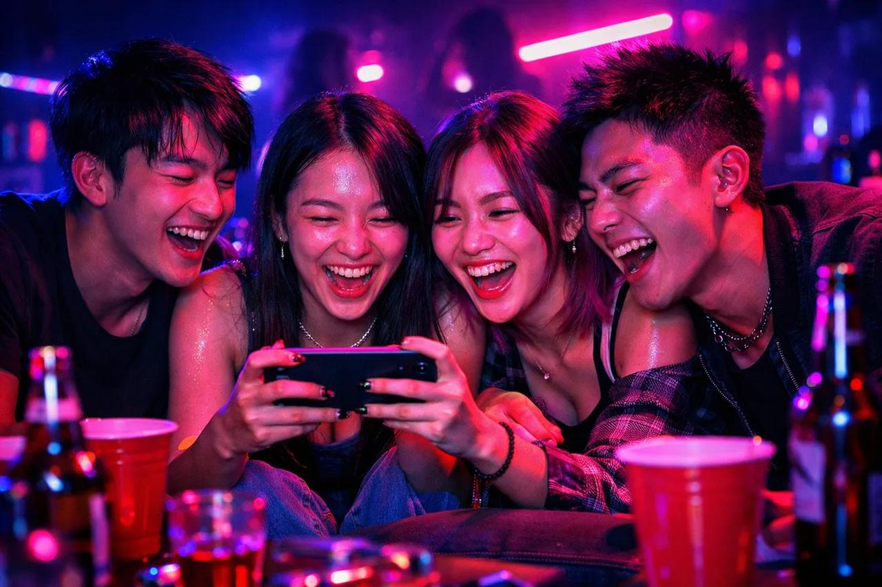 一群朋友正在玩「他是 10 分但是」的遊戲