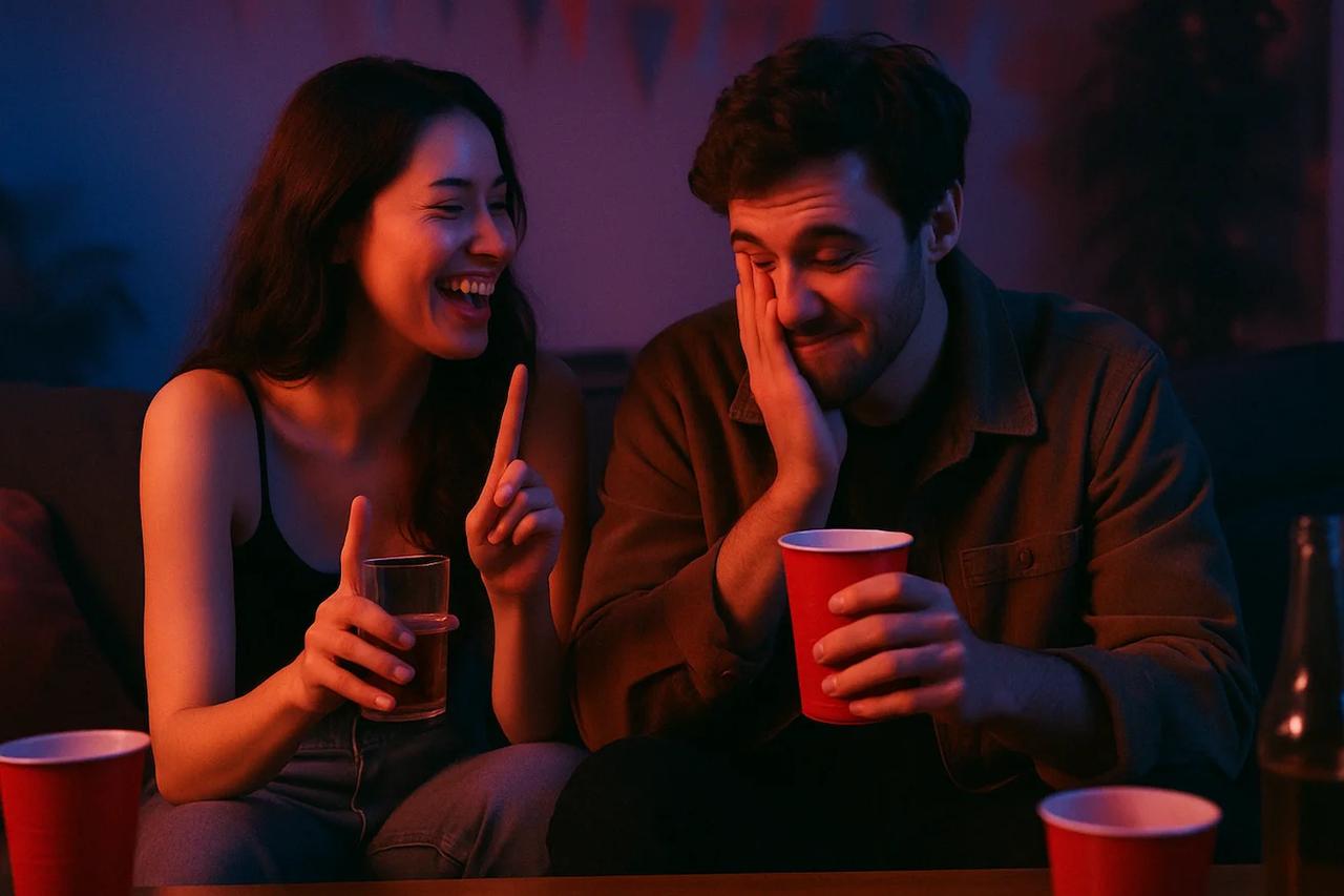 Koppel speelt het spel Never Have I Ever