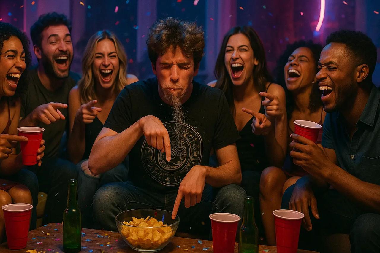 Vrienden die een grappige versie van het drankspel Never Have I Ever spelen