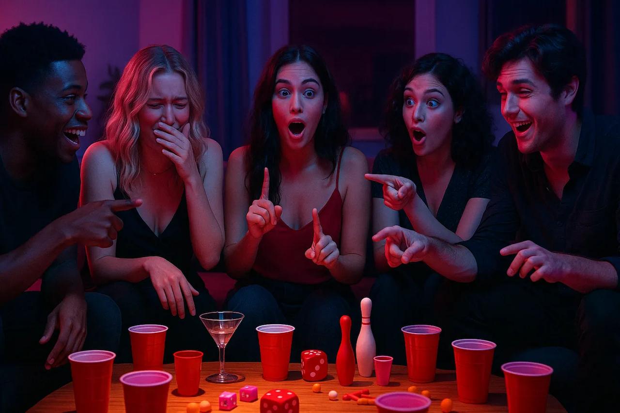 Vrienden die het drankspel Never Have I Ever spelen met een twist