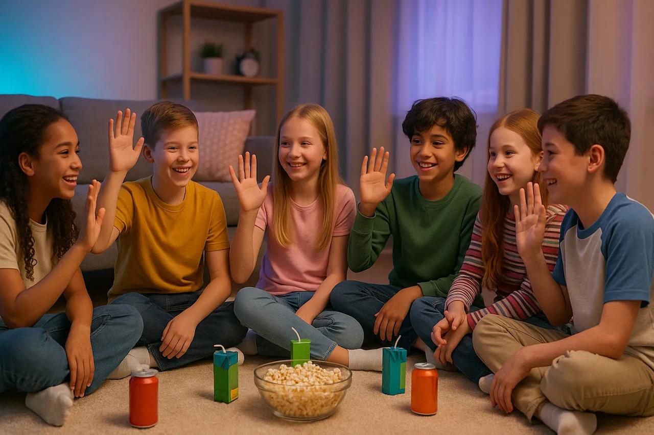 Kinderen die het spel Never Have I Ever spelen