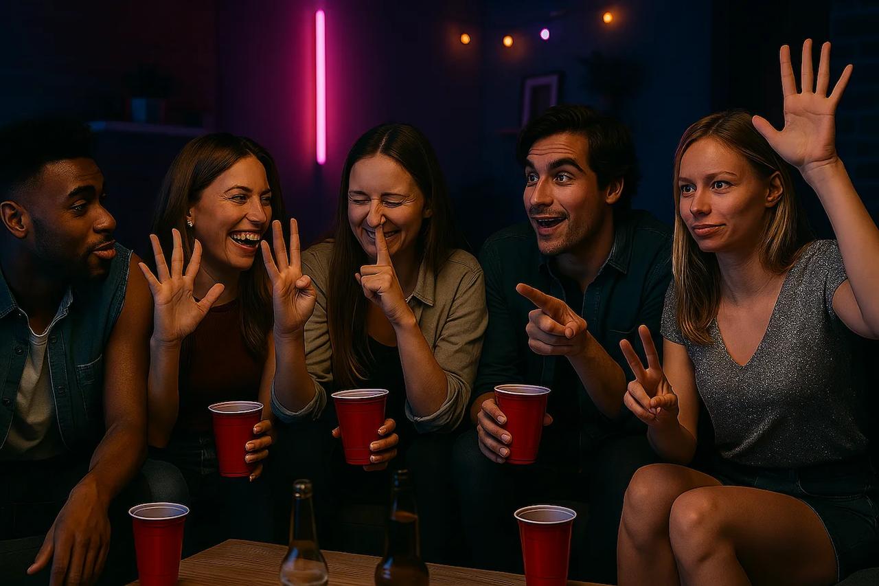 Vrienden die het spel Put a Finger Down spelen