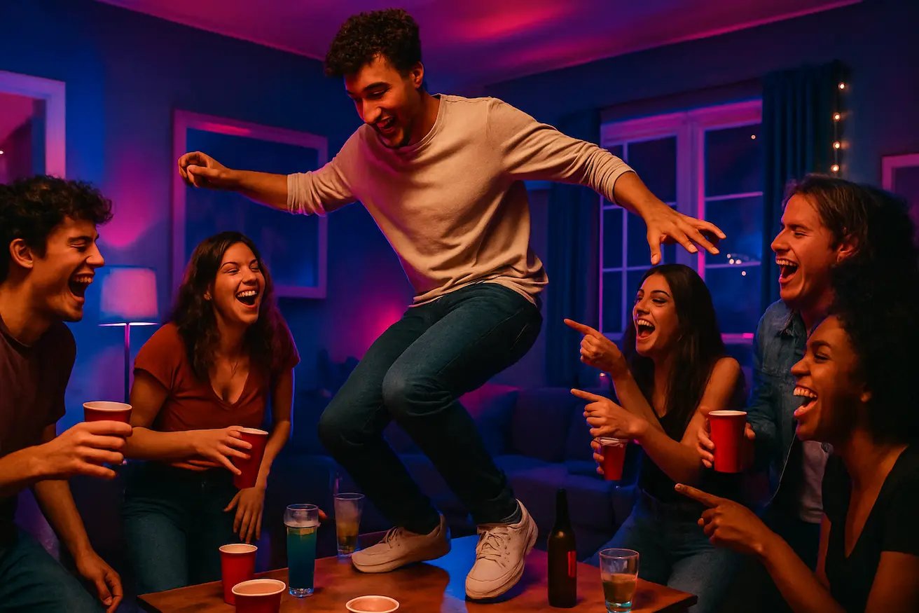 Amis jouant au jeu Action ou Vérité