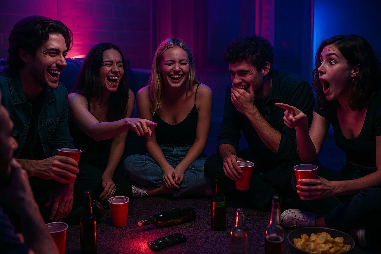 Amis jouant au jeu Action ou Vérité