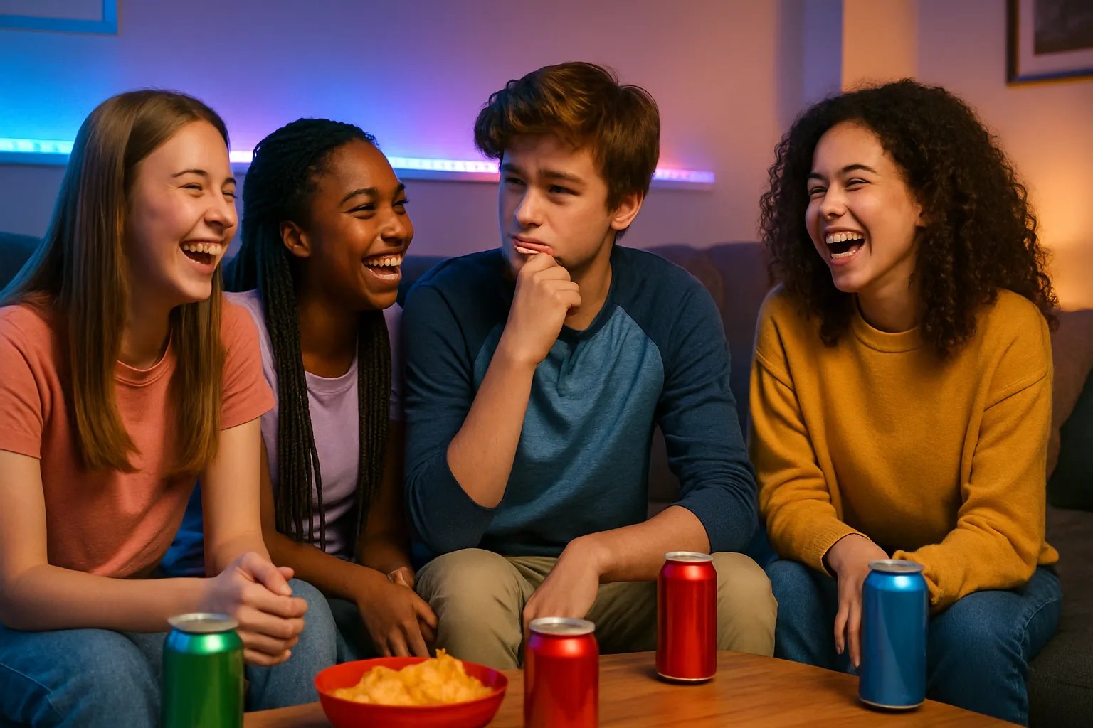 Teenage friends playing the Would You Rather game